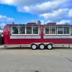 Dark Red Mobile Food Trailer  / Mobile Food Truck Catering Trailer